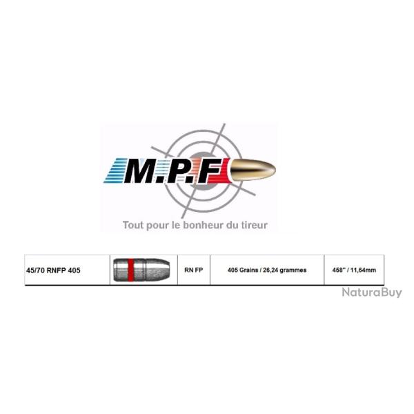 Ogives MPF plomb 45/70 RNFP 405 Gr  458 par 500