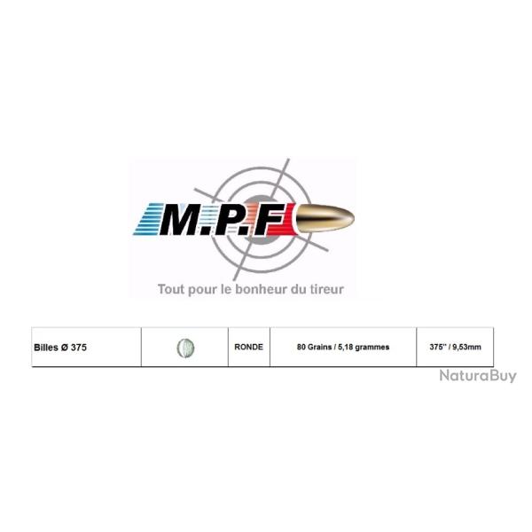 Ogives MPF plomb Balles Rondes � 375  poudre noire par 1000