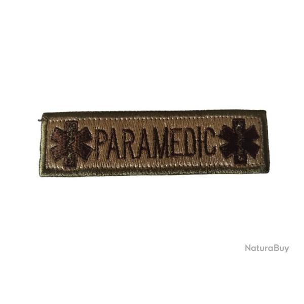 Patch/Ecusson - Paramedic - Beige/bordure kaki - velcro - Livraison gratuite