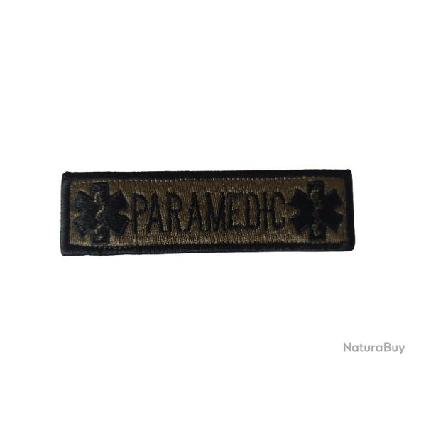 Patch/Ecusson - Paramedic - Kaki/bordure noire - velcro - Livraison gratuite
