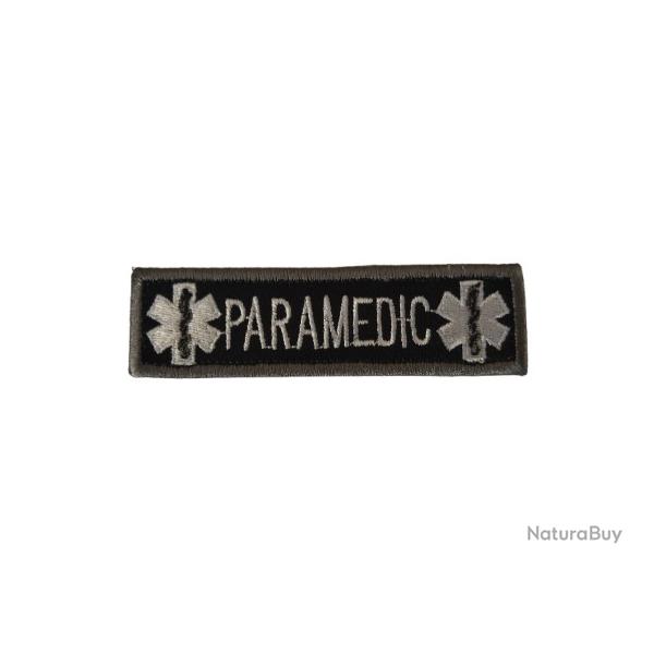Patch/Ecusson - Paramedic - Noir/Bordure grise - velcro - Livraison gratuite