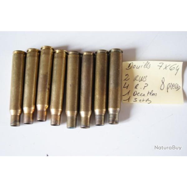 LOT de DOUILLES  7 x 64  ( pour rechargement )