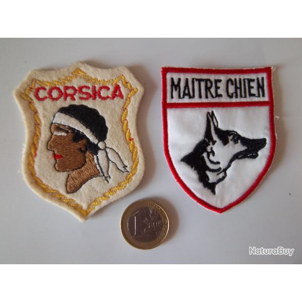lot collection cussons Corse et maitre chien insigne tissu militaire vintage