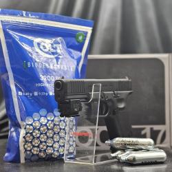 PACK LASER PR&Ecirc;T A TIRER PISTOLET GLOCK 17 GEN5 MOS BBS 6MM CO2 - BLACK