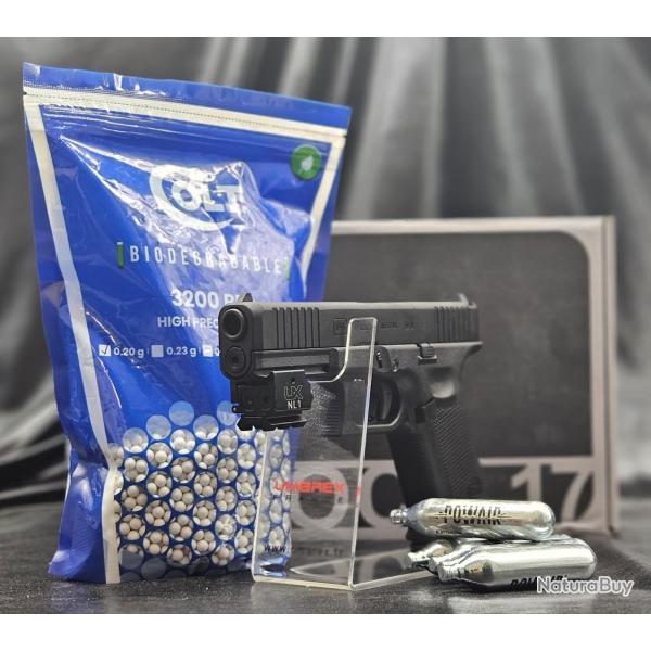 PACK LASER PR�T A TIRER PISTOLET GLOCK 17 GEN5 MOS BBS 6MM CO2 - BLACK