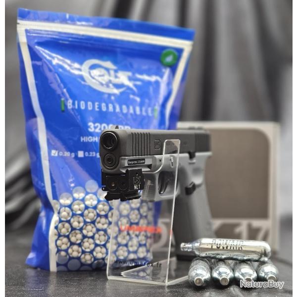 PACK LASER PR�T A TIRER PISTOLET GLOCK 17 GEN5 BBS 6MM CO2 BLACK TUNGSTEN GRAY