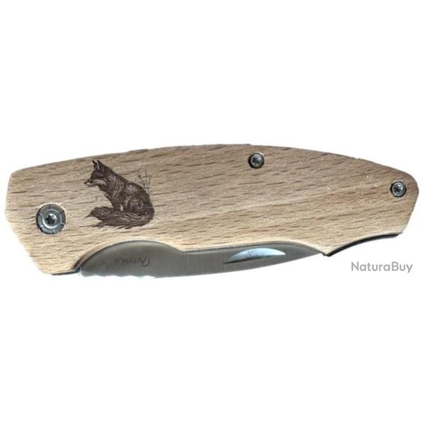 COUTEAU PLIANT GRAVURE RENARD + PRENOM SUR LAME - Livraison offerte