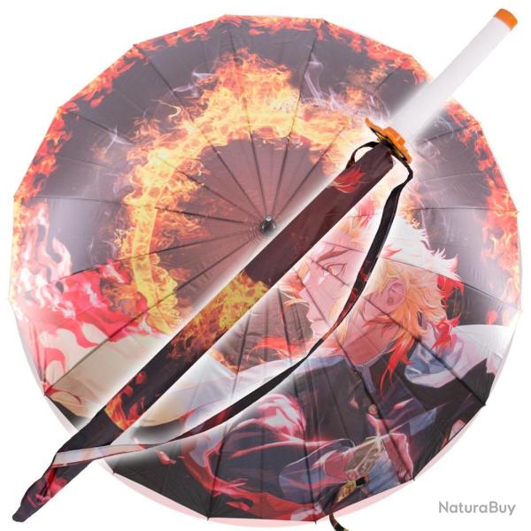 Parapluie Katana Rengoku Kyojuro Demon Slayer Flammes du Soleil Ascendant