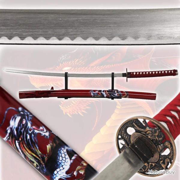 Katana en M�tal Dragon Rouge Samurai