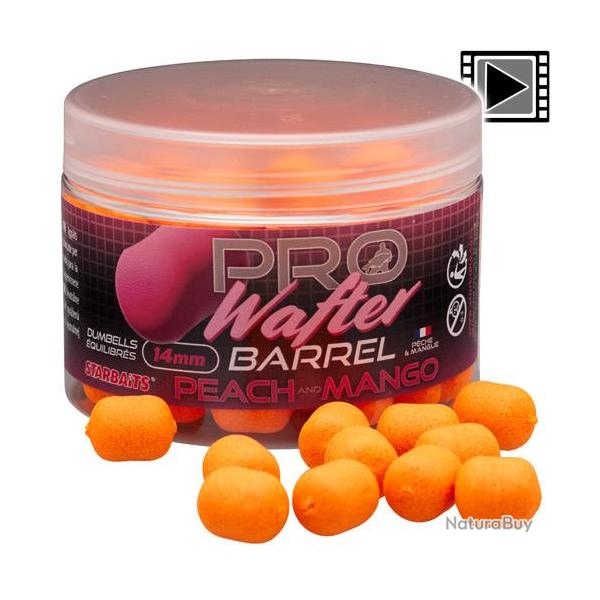 Dumbells Equilibr�s Starbaits Probiotic Peach & Mango Wafter Barrel 14mm 50g