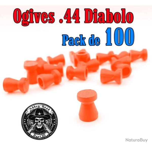 Balle tir r�duit .44 ogive orange haute visibilit� diabolo plastique - Pack de 100 - Bast3D