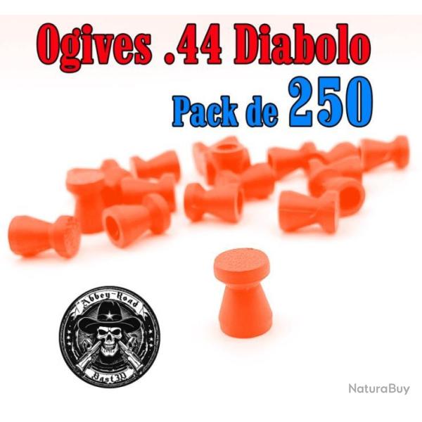 Balle tir r�duit .44 ogive orange haute visibilit� diabolo plastique - Pack de 250 - Bast3D