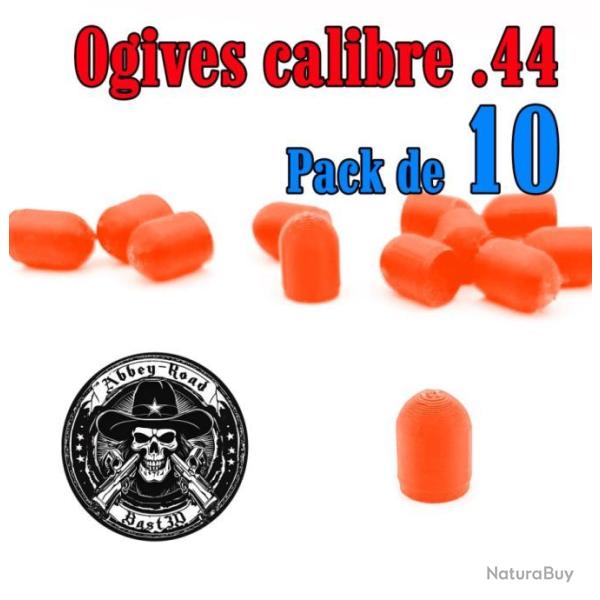 Balle tir r�duit calibre .44 ogive orange haute visibilit� plastique - Pack de 10 - Bast3D