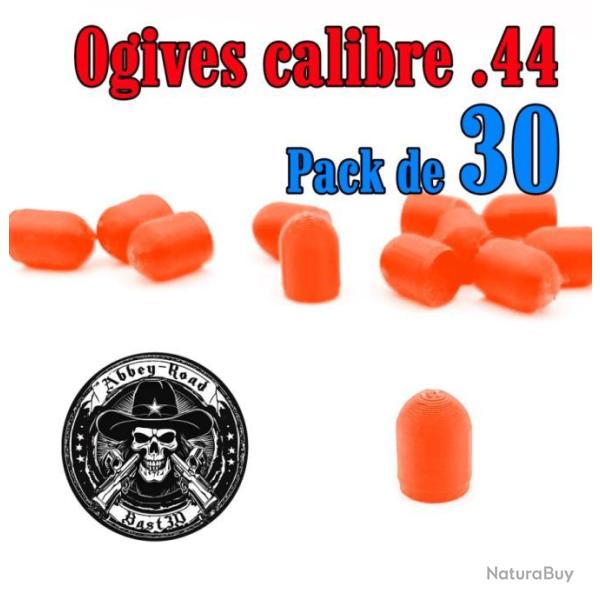 Balle tir r�duit calibre .44 ogive orange haute visibilit� ogive plastique - Pack de 30 - Bast3D