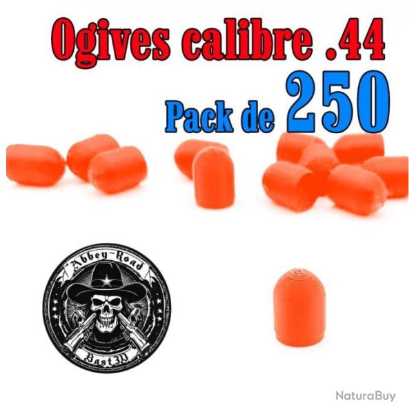 Balle tir r�duit calibre .44 ogive orange haute visibilit� ogive plastique - Pack de 250 - Bast3D