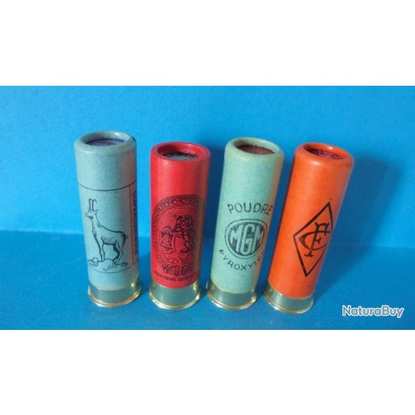 LOT DE 4 CARTOUCHES CAL.16  ANCIENNES  POUR LA COLLECTION N�10