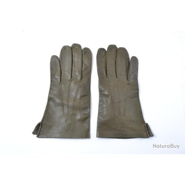 Gants cuir vert Arm�e Fran�aise taille 8, 1988 St Junien