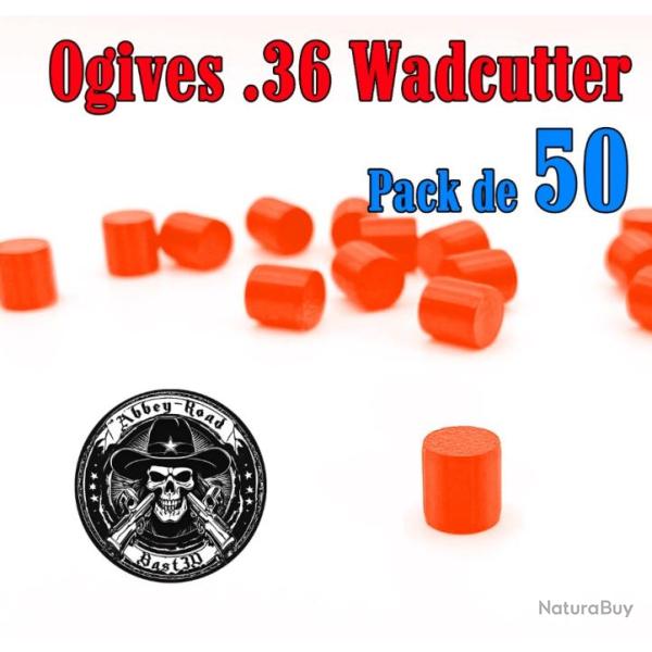Balle tir r�duit 36 ogive orange haute visibilit� Wadcutter plastique - Pack de 50 - Bast3D