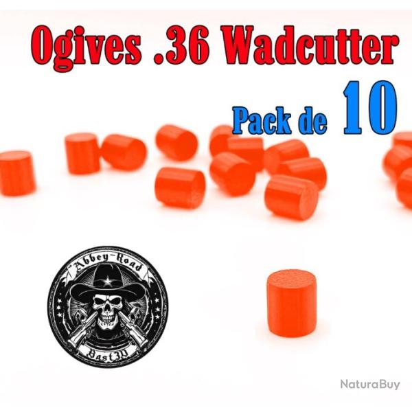 Balle tir r�duit 36 ogive orange haute visibilit� Wadcutter plastique - Pack de 10 - Bast3D