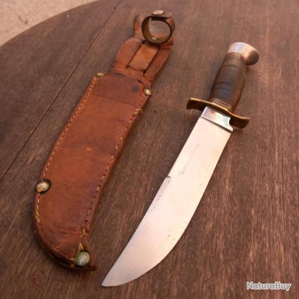 Couteau de Chasse SABATIER Manche en Cuir  avec �tui en cuir