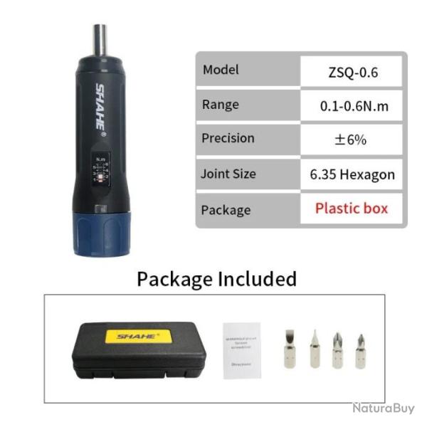 Tournevis dynamom�trique � couple r�glable Shahe - Mod�le 0.6