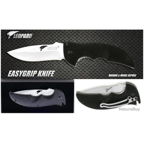 Couteau L�opard Easygrip - manche rev�tement gomme noir