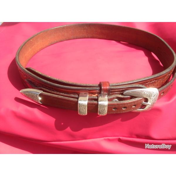 Ceinture Cuir Repouss� Western USA Taille 32''