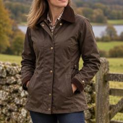 Veste Huil&eacute;e antique ajust&eacute;e pour femme marron