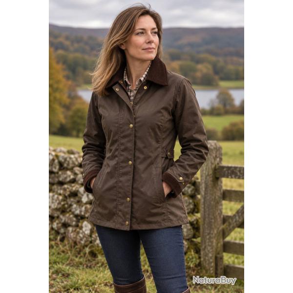 Veste Huil�e antique ajust�e pour femme marron
