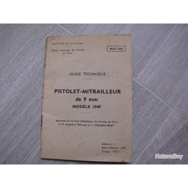 Manuel  guide technique pour PM MAT 49 EN 9 MM