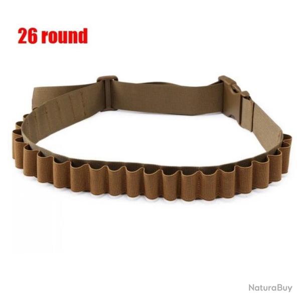 Bandouli�re Ceinture Ronde pour Cartouches de Fusil de Chasse Porte Munitions 26  Kaki
