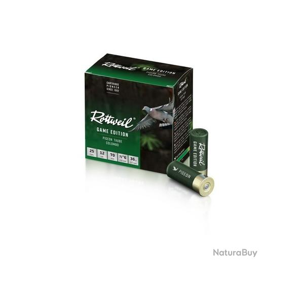 cartouche game edition pigeon 12/70 pb 6 rottweil bte de 25