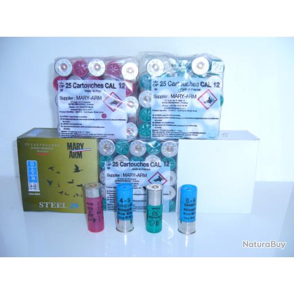 CARTOUCHE CALIBRE 12  ACIER N� 4+5-5+6  29BR-32BJ