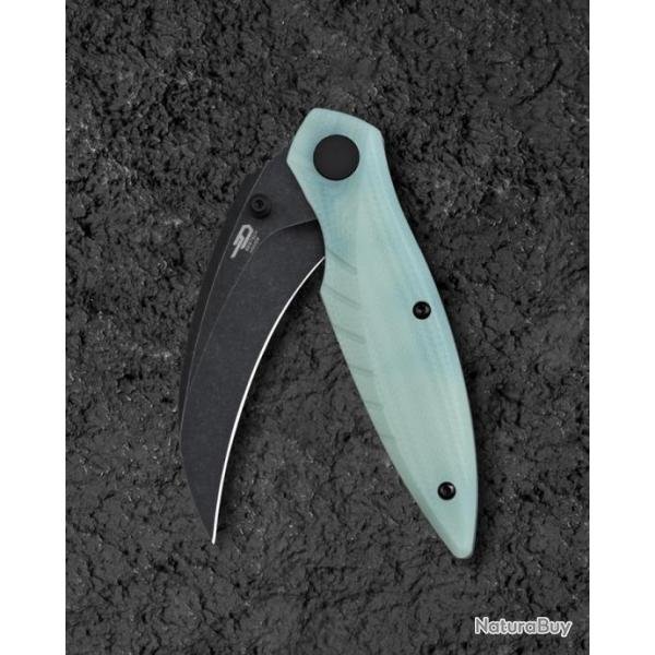 Couteau BESTECH MANTIDAE Jade Manche G10 Lame Acier 14C28N Hawkbill IKBS Linerlock Clip BTKG60C