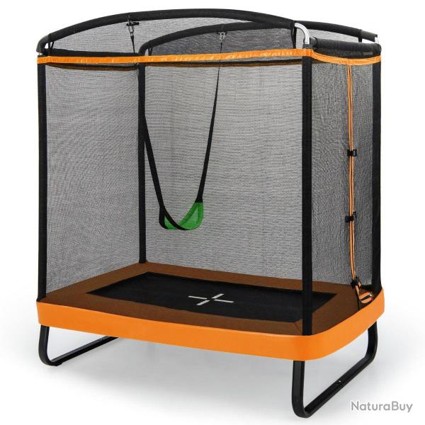 2 en 1 trampoline enfants 190 x 122cm avec balan�oire amovible trampoline de jardin avec filet de s
