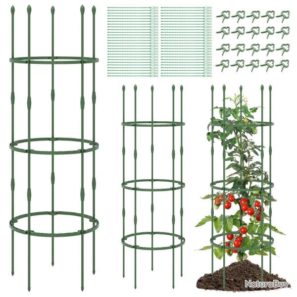 3 treillis ob�lisque support pour plantes grimpantes en m�tal r�glable avec clips attaches cage et
