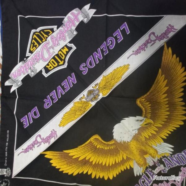 foulard bandana marque HARLEY DAVIDSON carr� de tissu 59 cm x 59 NEUF D