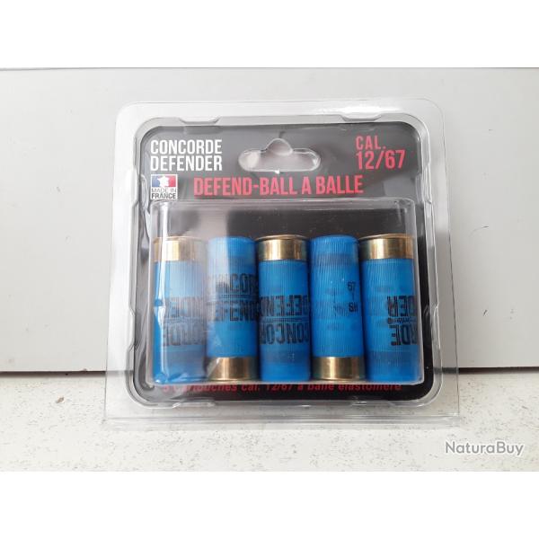 x5 Cartouches Concorde defender BALLES ELASTOMERE cal.12/67