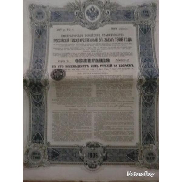 action imp�rial russe  au porteur 1906