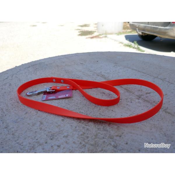 laisse orange plate biothane 1.20m