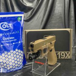 Pack laser pr&ecirc;t a tirer Pistolet - Glock 19X- Calibre BBs 6mm - Airsoft