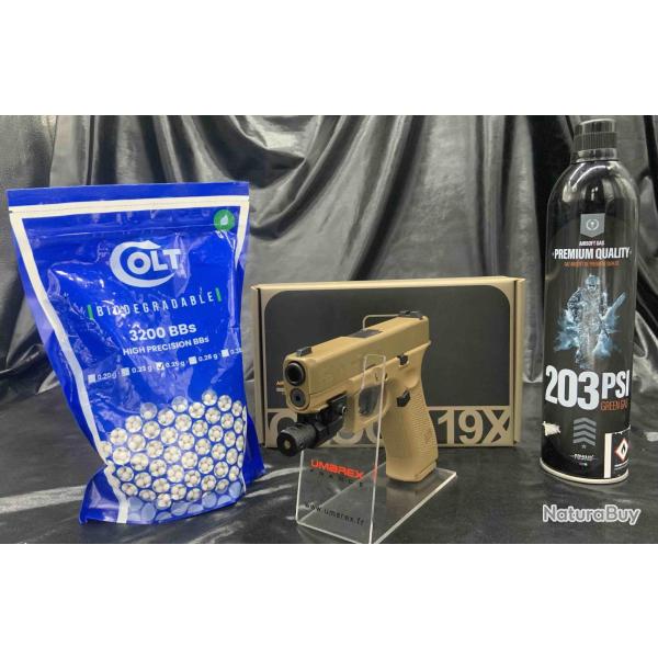 Pack laser pr�t a tirer Pistolet - Glock 19X- Calibre BBs 6mm - Airsoft