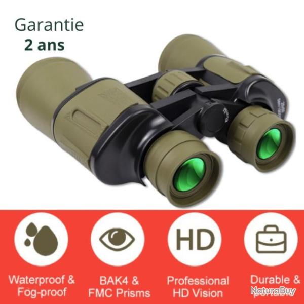 Jumelles 20x50 - Optique FMC et prisme BAK-4 - Vert arm�e - Garantie 2 ans