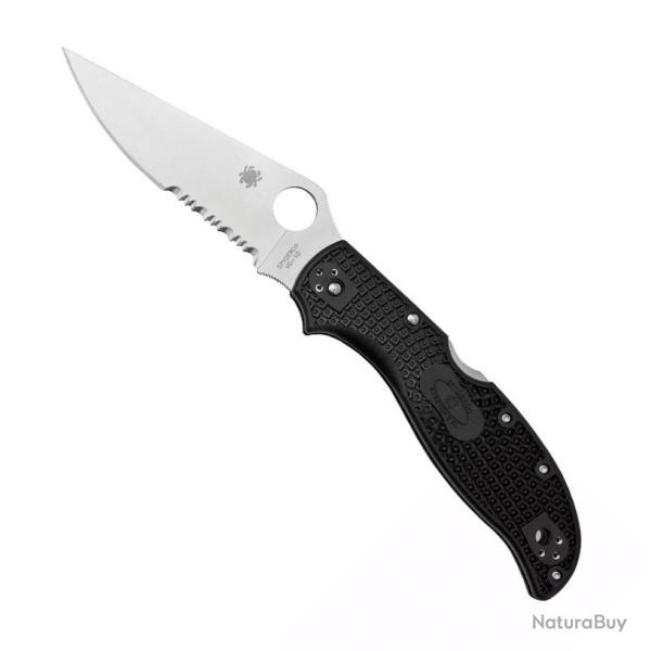 Couteau "Stretch 2 XL" VG-10 / nylon-fibre de verre noir, Tranchant partiellement dentel� [Spyderco]