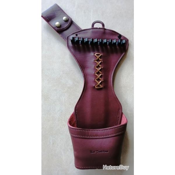 CARQUOIS DE HANCHE AMBIDEXTRE T-107 CUIR NEET - 6 Fl�ches- BORDEAUX