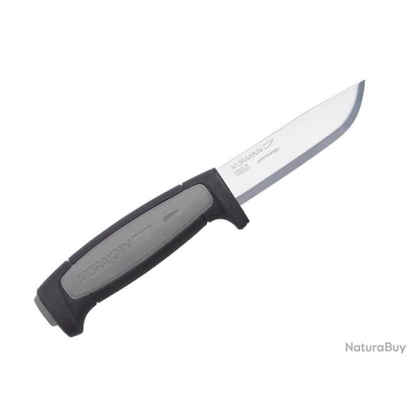 COUTEAU MORAKNIV ROBUST LAME 9CM CARBONE MANCHE NOIR ET GRIS + ETUI RIGIDE NOIR