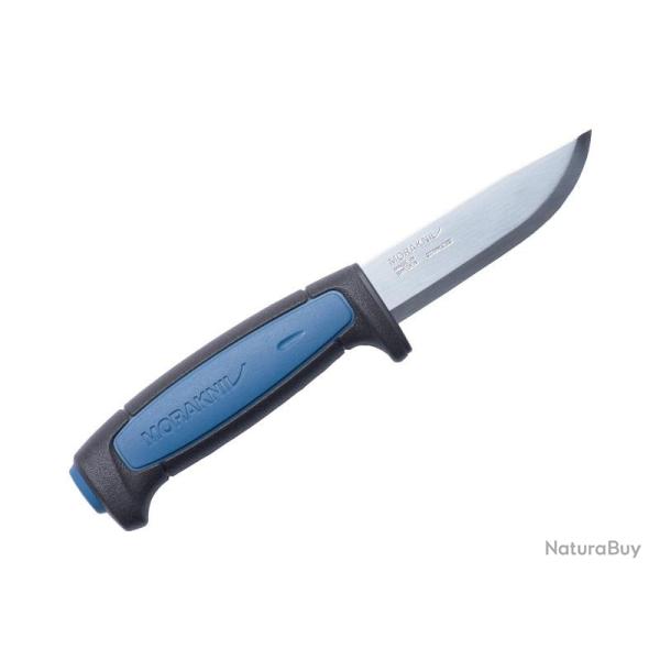 COUTEAU MORAKNIV PRO S LAME 9CM INOX MANCHE NOIR ET BLEU + ETUI RIGIDE NOIR