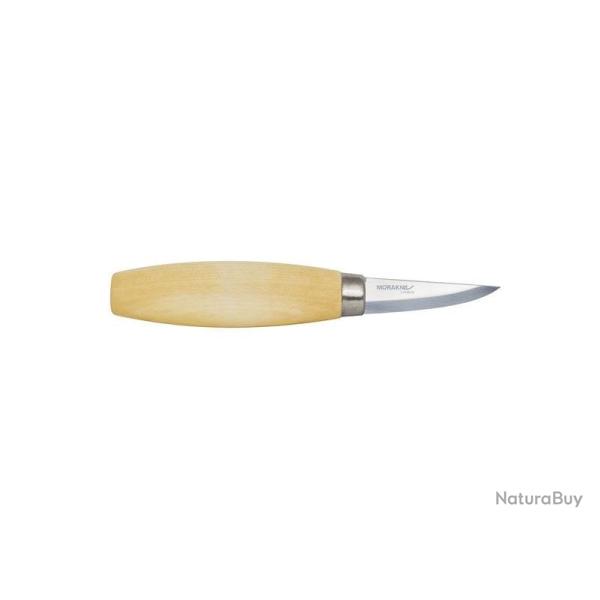 COUTEAU  SCULPTER MORAKNIV 120 LAME 6CM CARBONE MNCHE BOULEAU + ETUI RIGIDE NOIR