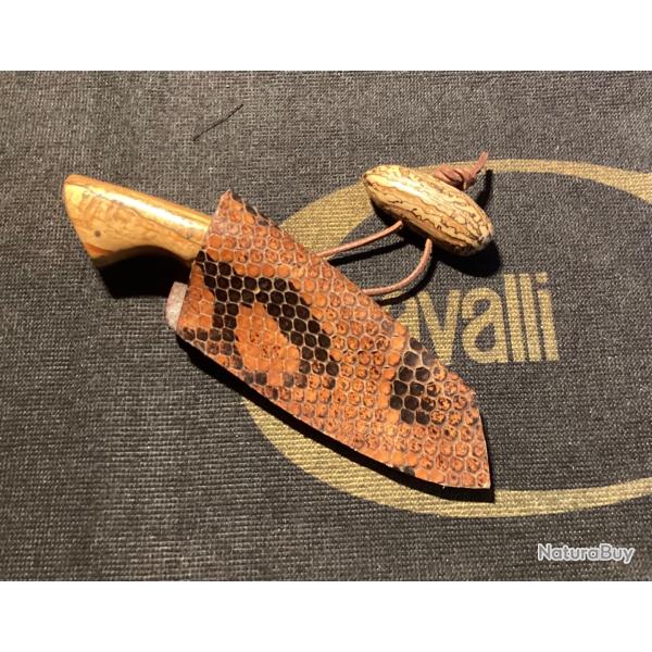 Superbe Petit couteau  �  d�pecer USA �tui reptile couteau de cou.