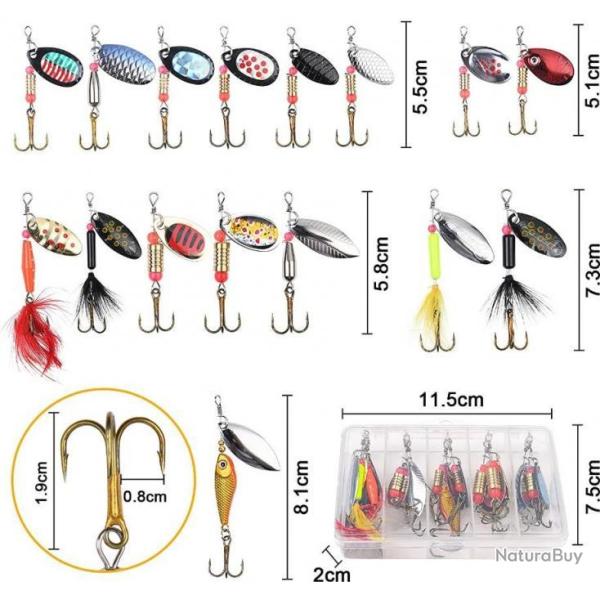 Kit D'accessoires Leurres de P�che 16 Pcs App�ts de P�che Carpe Perche avec Bo�te